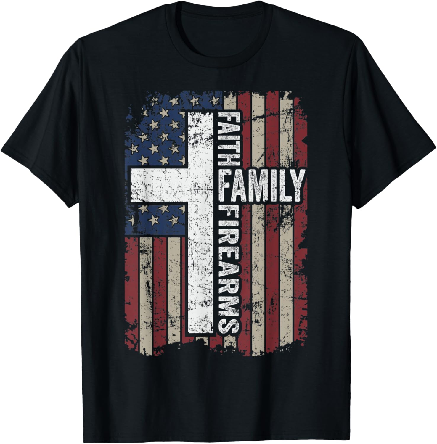 Faith Family Firearms Vintage Pro God Guns American Flag