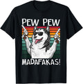 Husky Pew Dog Vintage Retro Sunset Dogs Guns Nerd Gamer Men Women