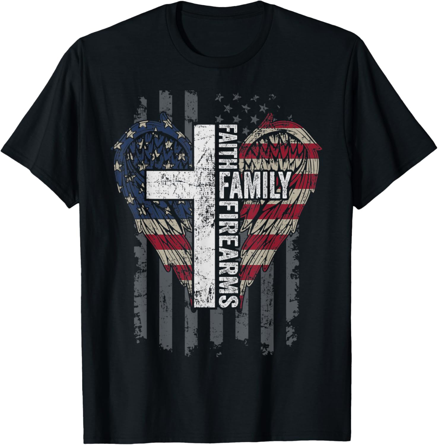 Faith Family Firearms American Cross Flag Pro God Guns Usa