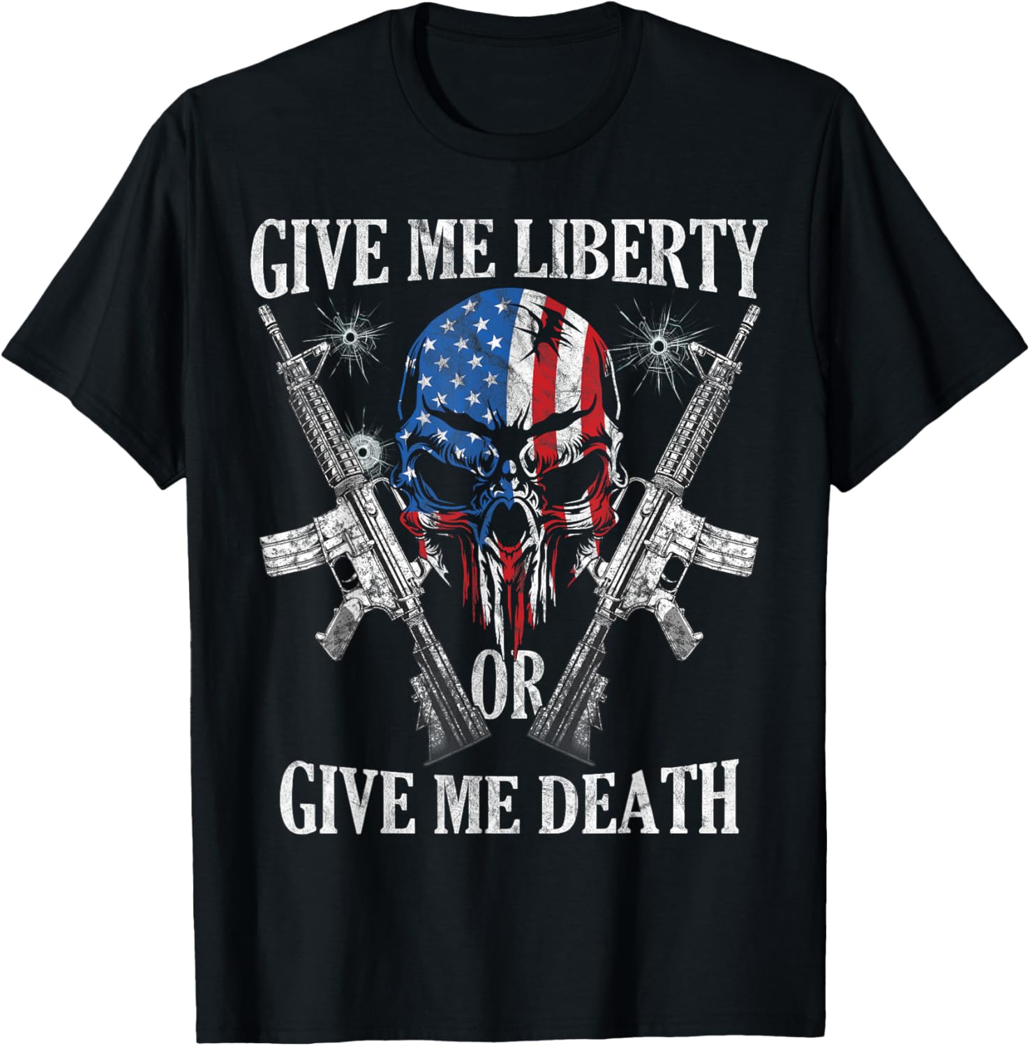 Give Me Liberty Or Give Me Death Skull Ar 15 American Flag