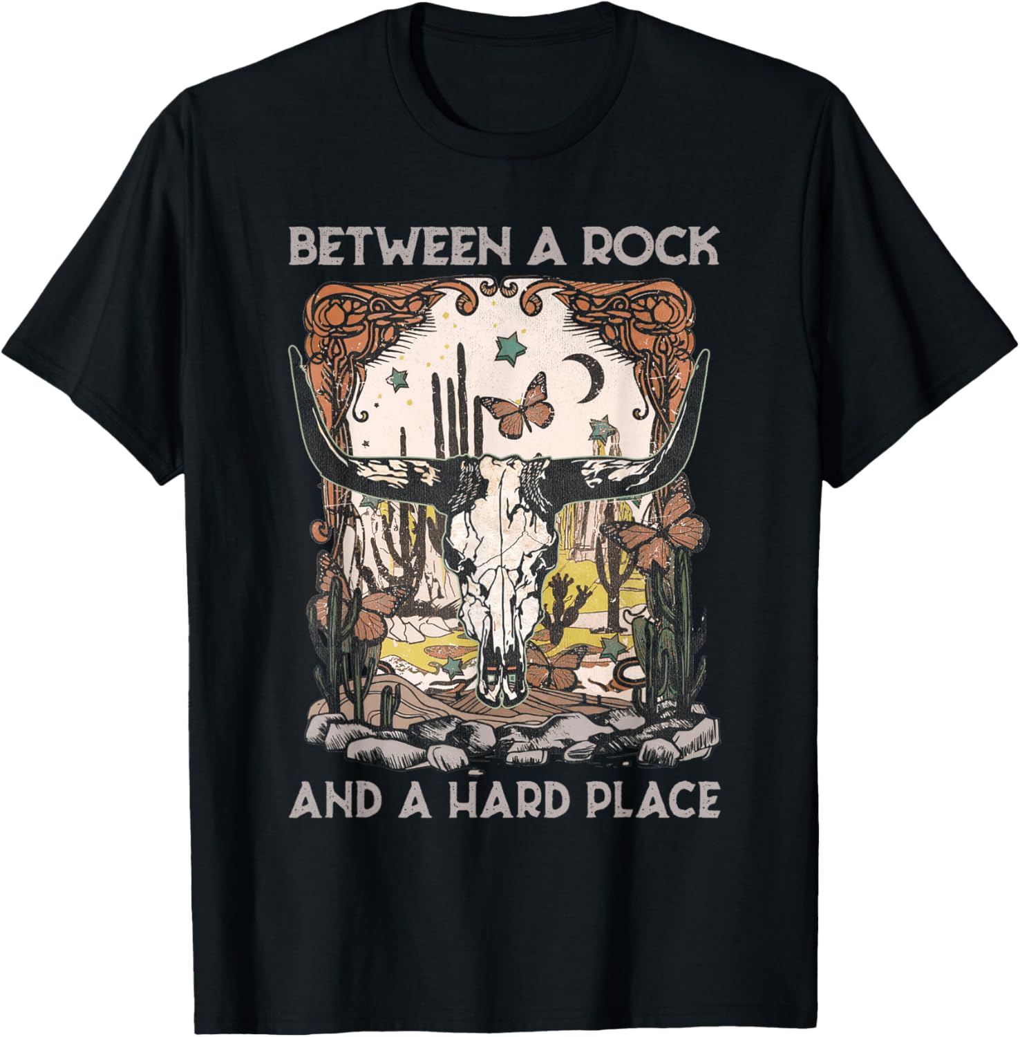 Between A Rock And A Hard Place Western Country Bull-Skull