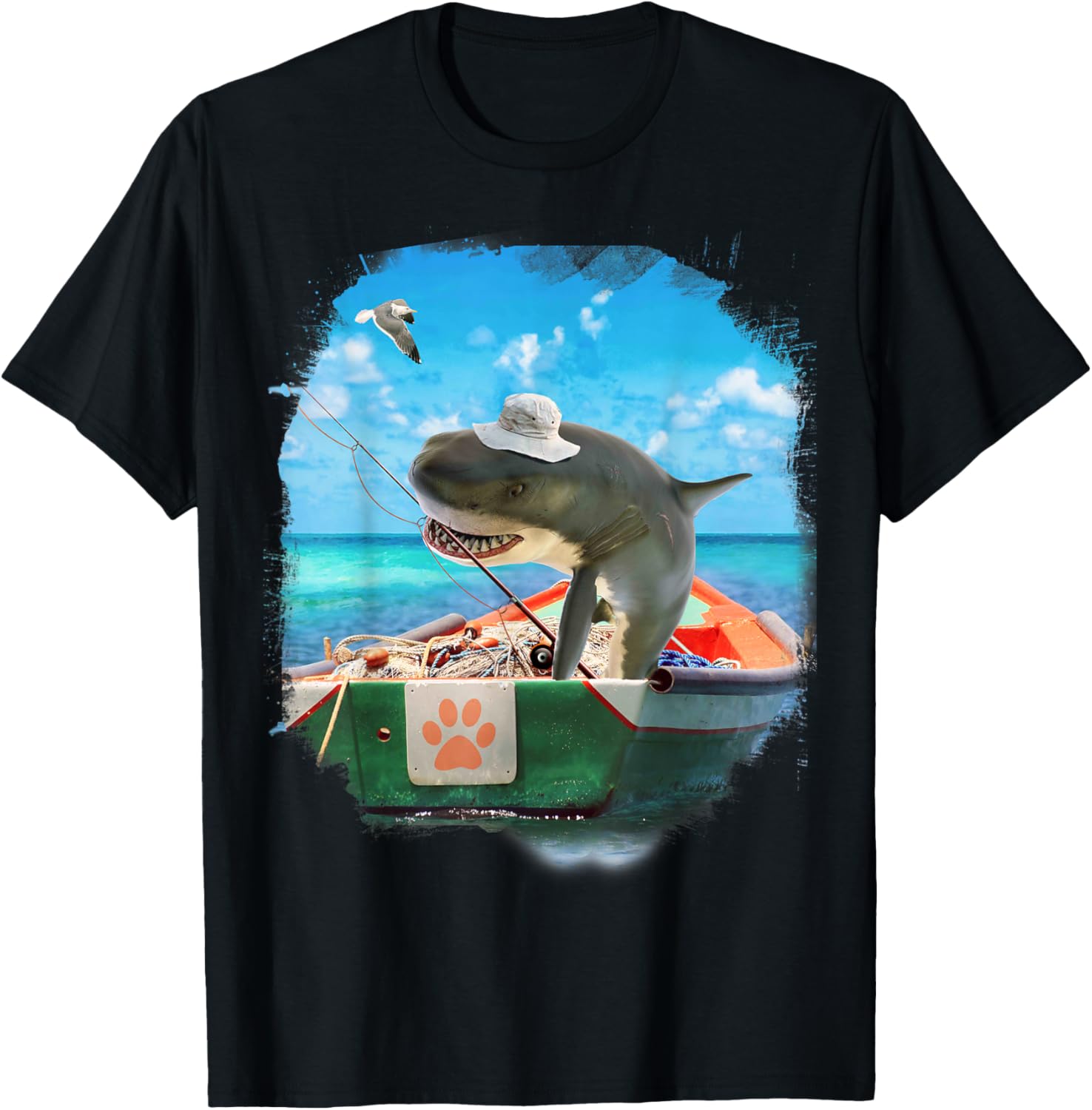 Shark Fishing Lover In Sea Boat