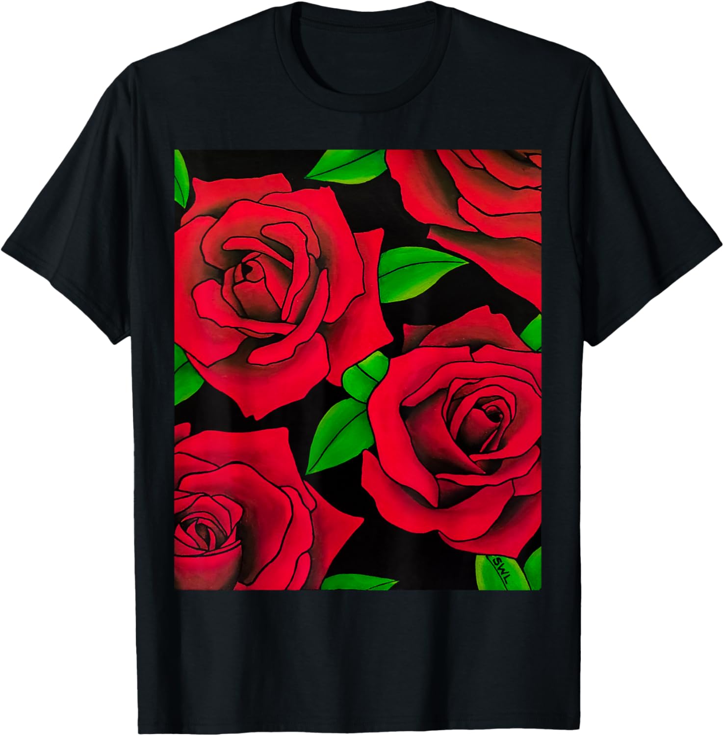 Red Roses Wild Rose Bold Floral Design Pattern Art