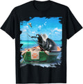 Rhinoceros Stag Beetle Fishing Lover In Sea Boat