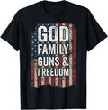 God Family Guns Freedom Vintage Usa Flag Pro Gun Faith T Shirt