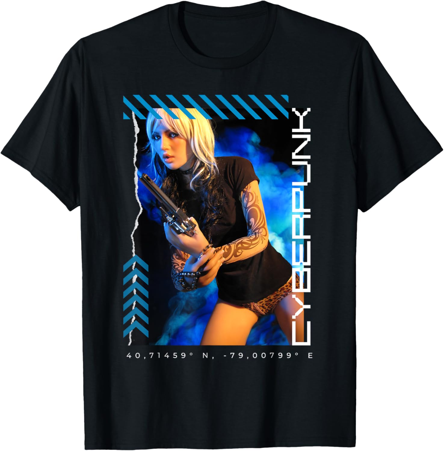 Cyberpunk Hot Babe Smoking Gun Edgy Aesthetic