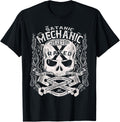 Men S Mechanic Shop Skull Flames Funny Shop