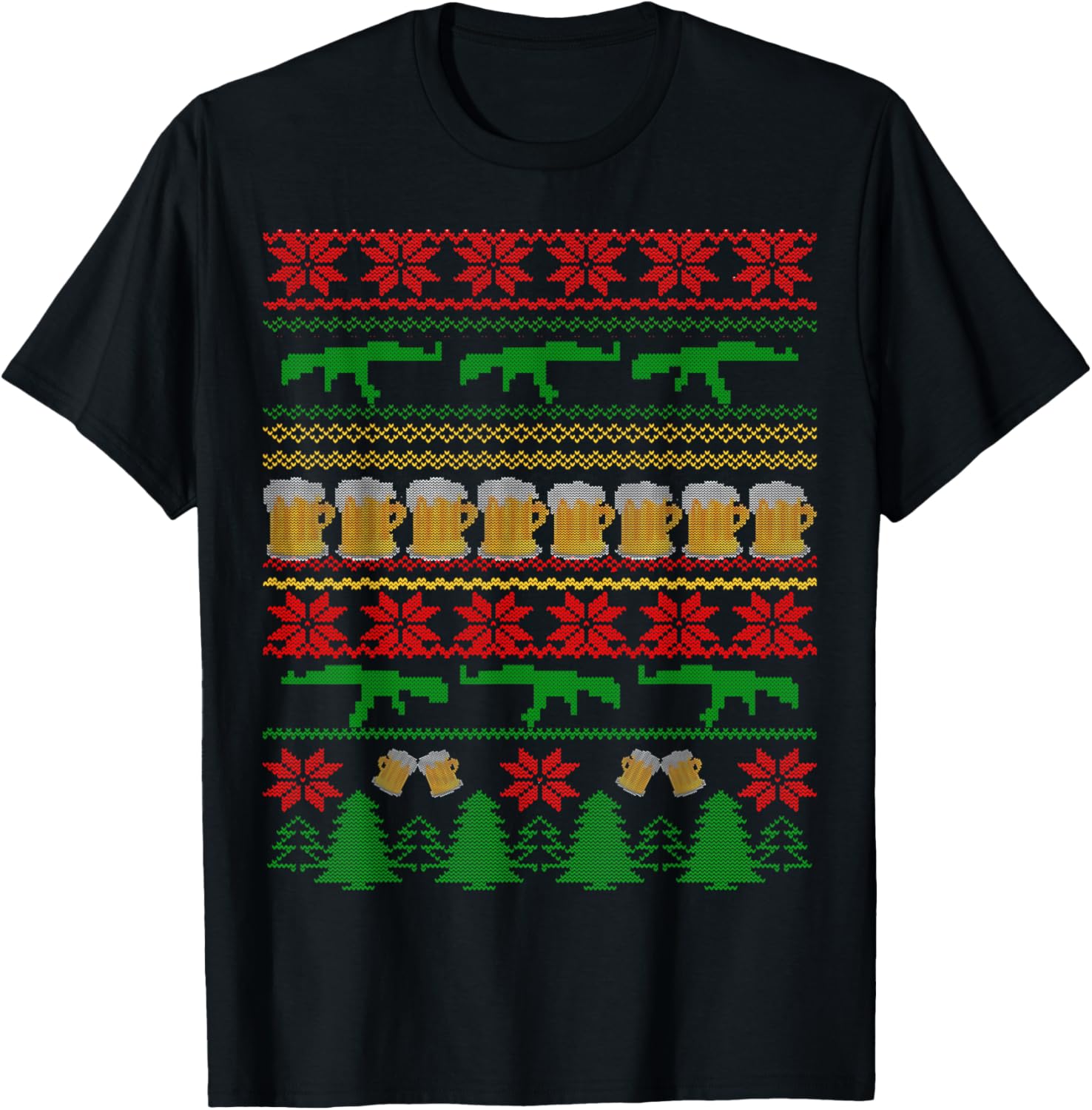 Beer And Machine Gun Ugly Sweater Tshirt