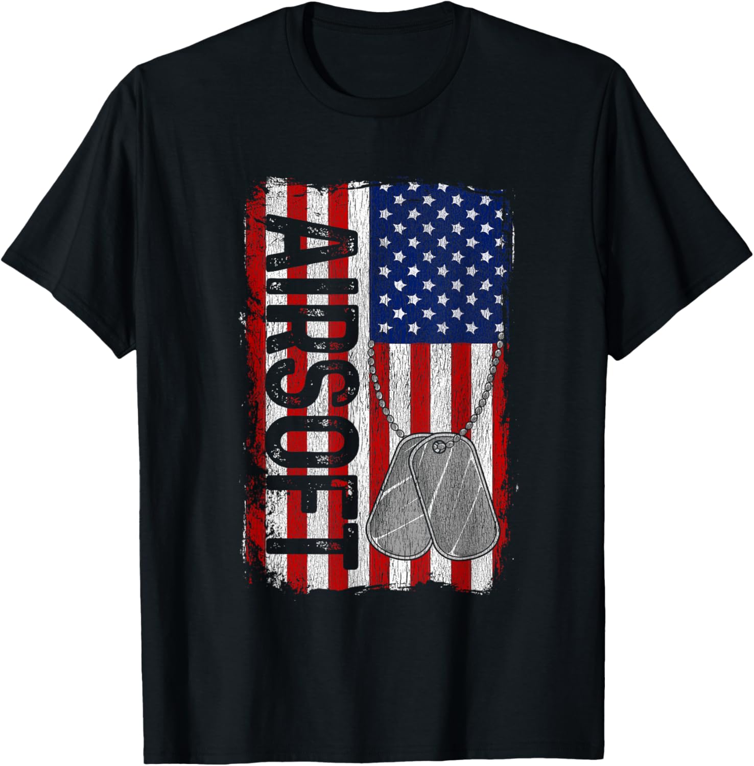 Airsoft American Flag Gun Dog Tag Park T Shirt Women Men