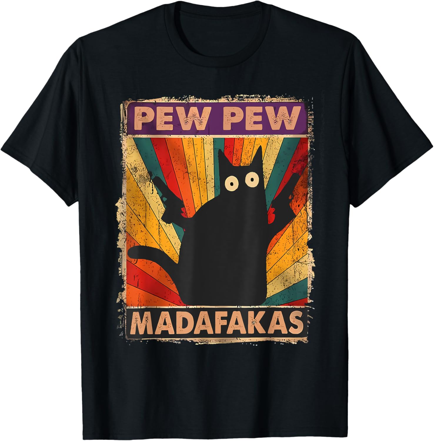 Pew Madafakas Pew Guns Funny Black Cat Retro Vintage