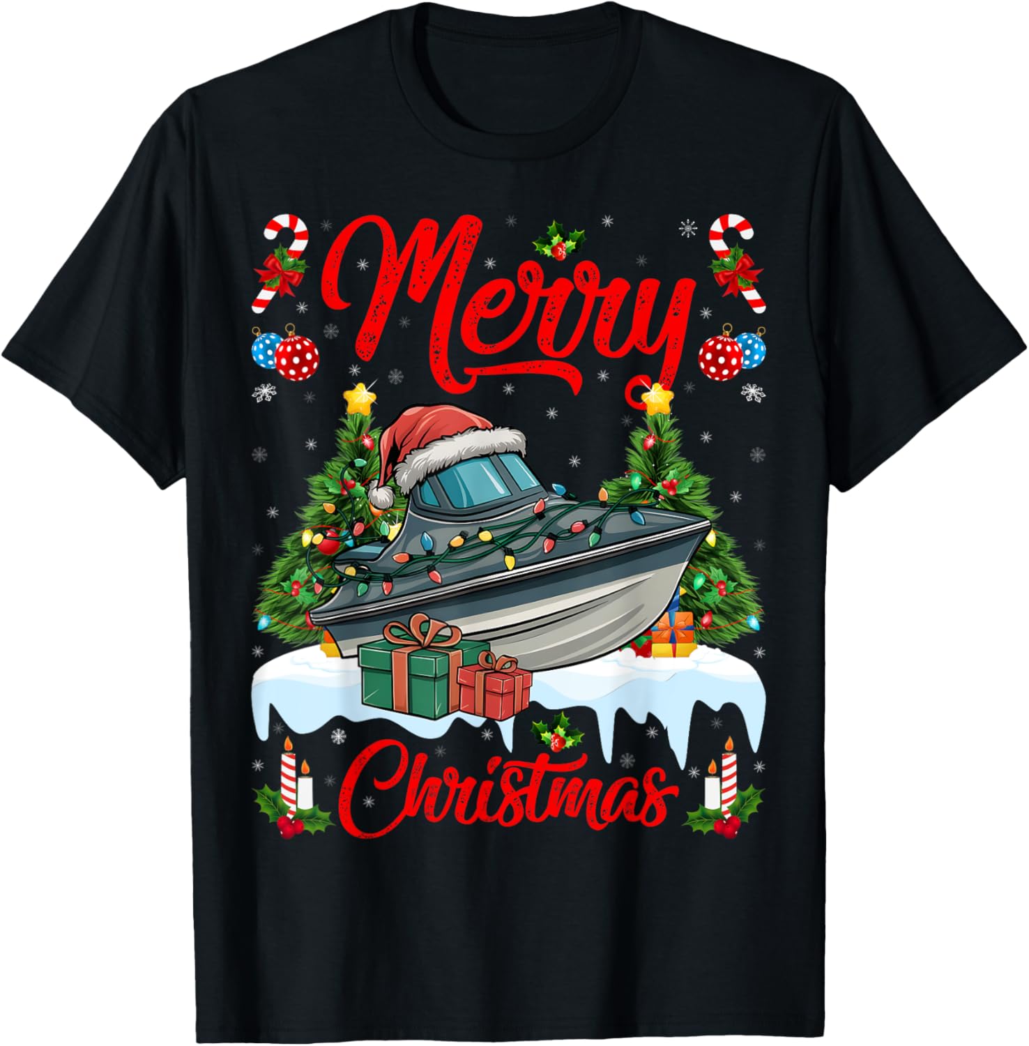 Xmas Tree Lighting Santa Hat Jet Boat Christmas