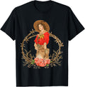 Cowgirl Distressed T Shirt Barbwire Roses Guns Horses
