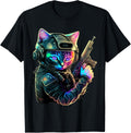 Funny Cat Kitty Pew Gun Meme Rifle Tee