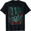 Skeleton Skull Red Rose Guns Top Hat