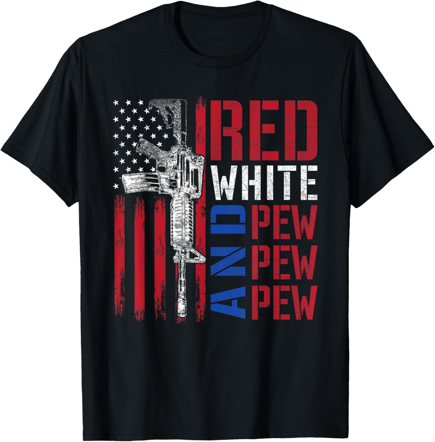 Red White Pew Ar 15 American Flag Funny Patriotic Women Men