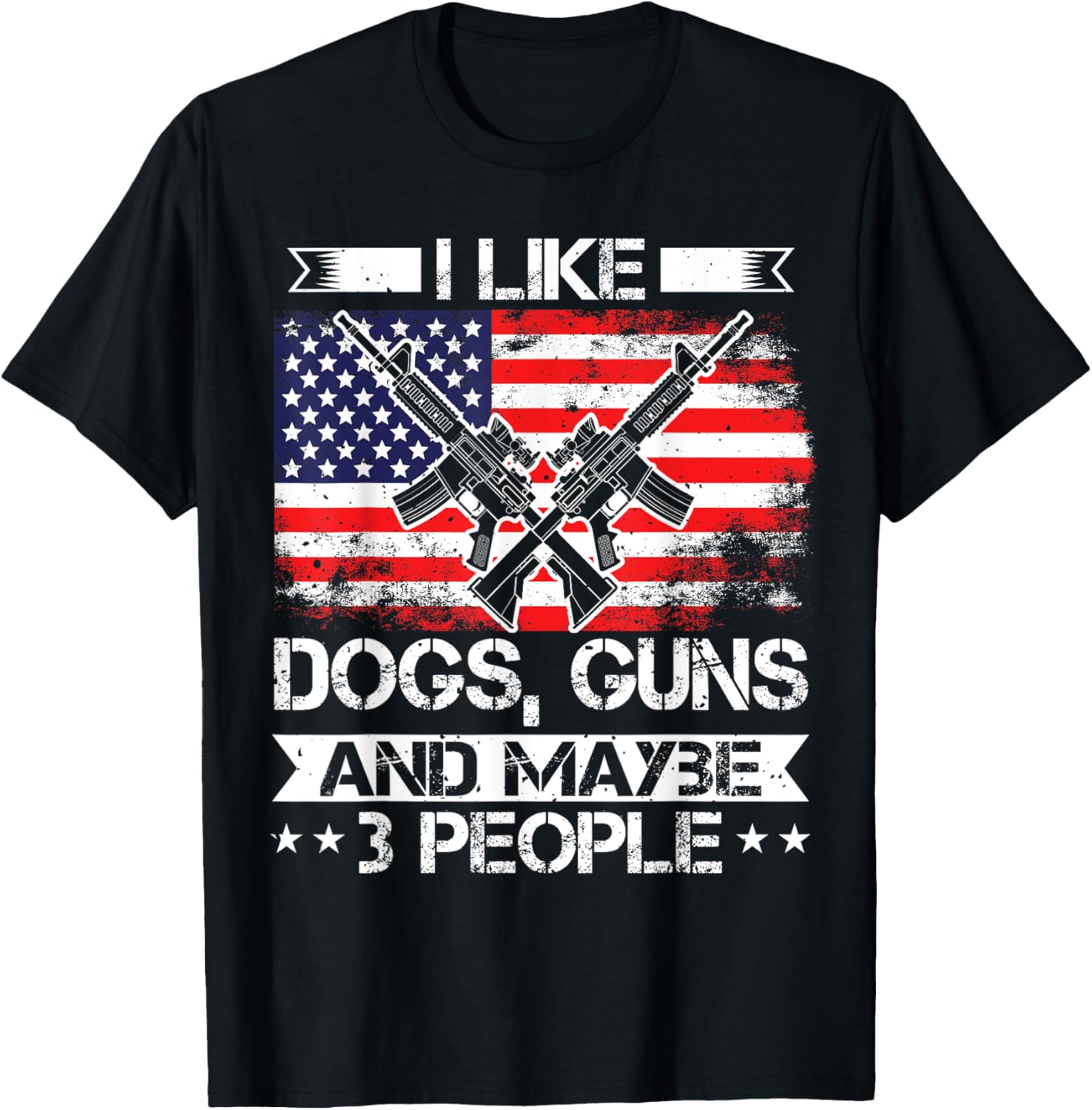 Dog Owner I Like Guns Dogs Us Flag Patriotic Gun Lover T