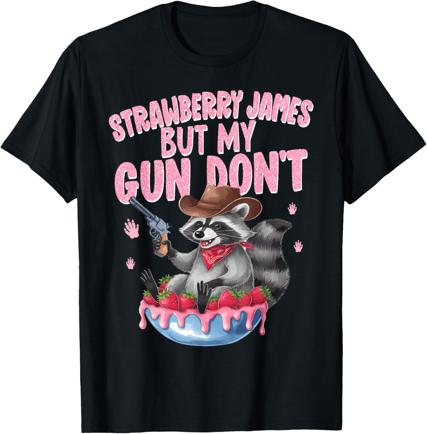 Funny Cowboy Raccoon Meme Strawberry Jams But My Gun Dont