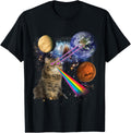 Funny Cat with Laser and Rainbow in Galaxy Space Men Women Kids