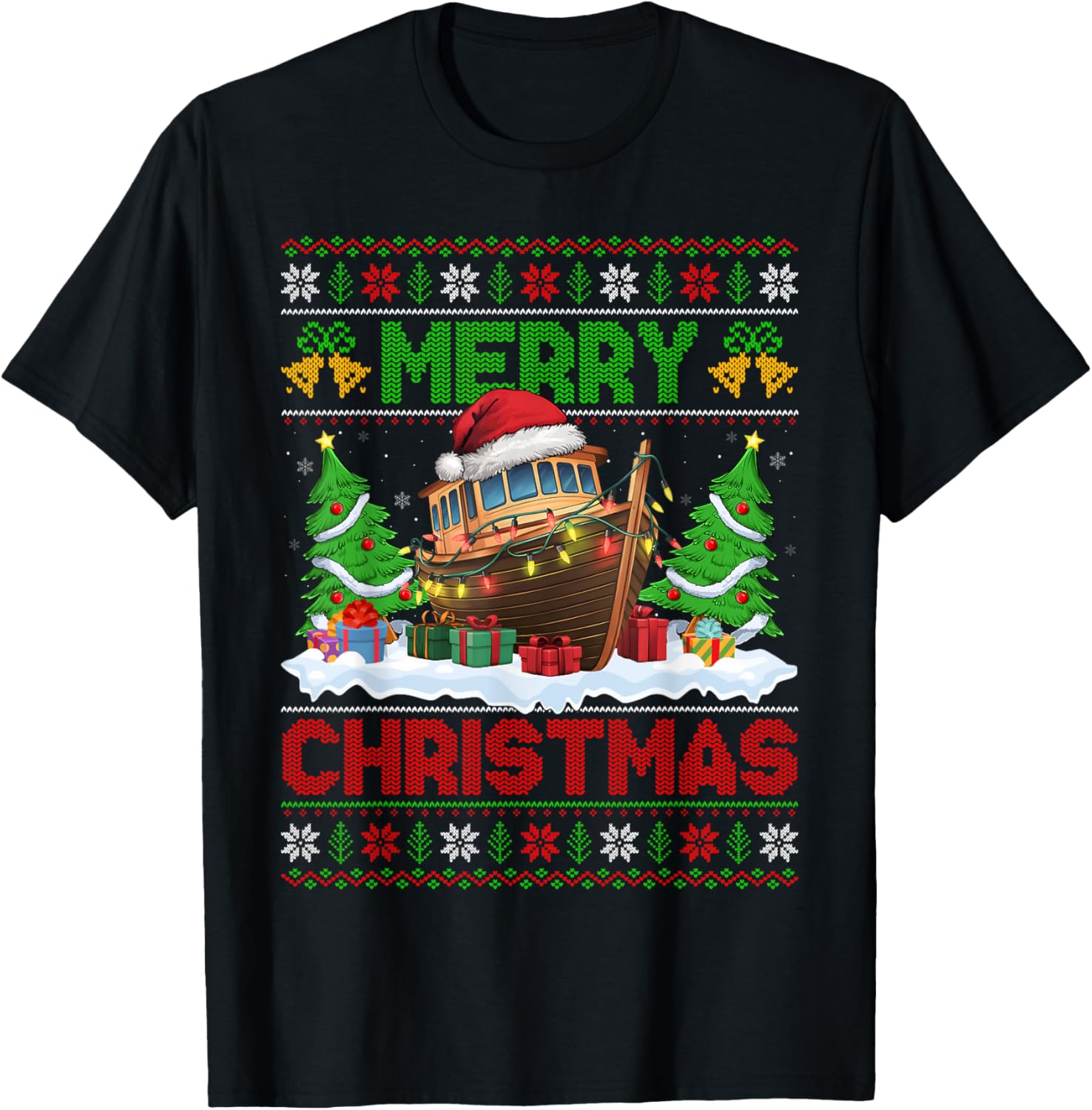 Xmas Tree Lighting Ugly Santa Hat Boat Christmas