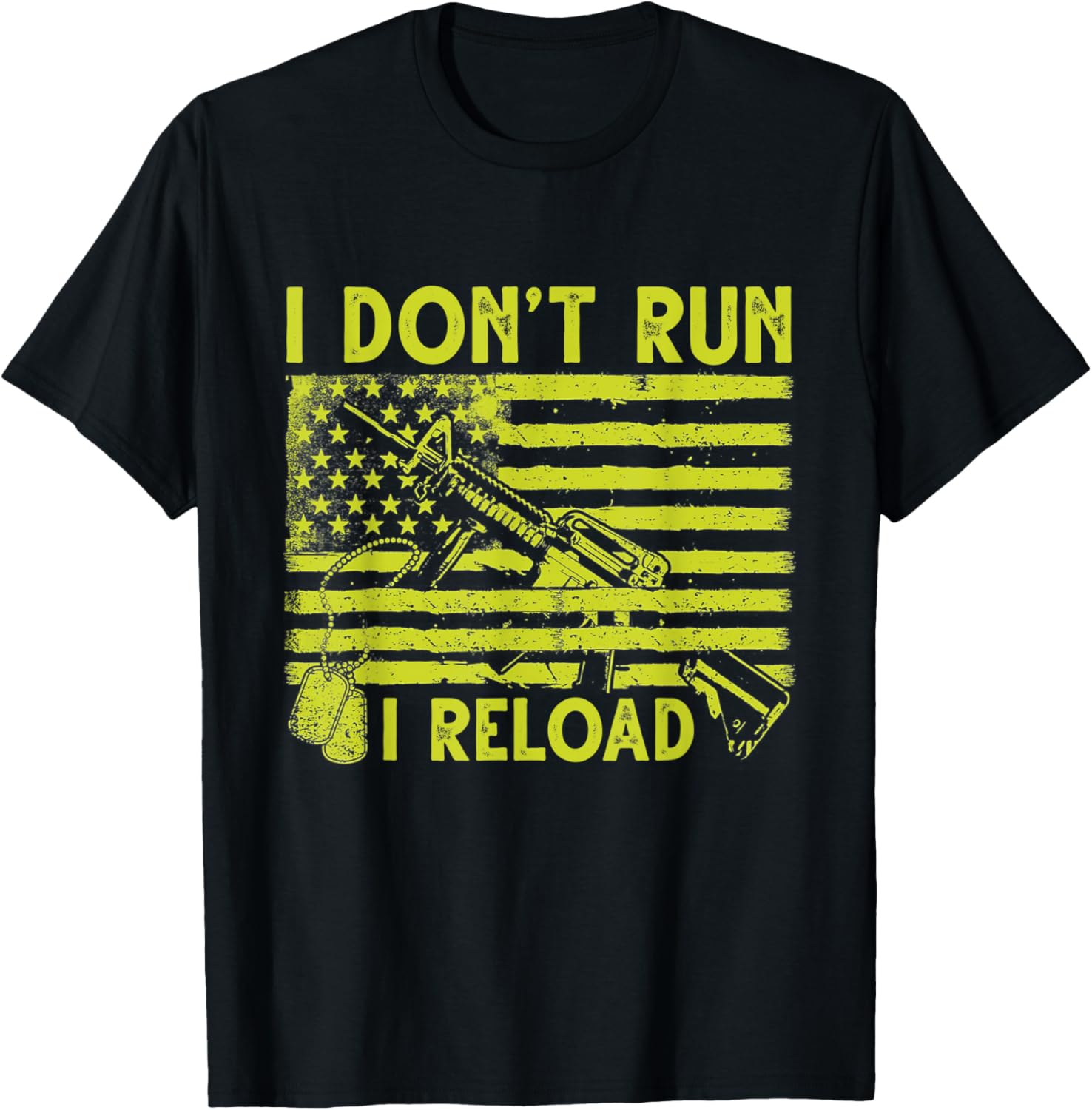 I Dont Run I Reload America Usa Flag With Machine Gun Women