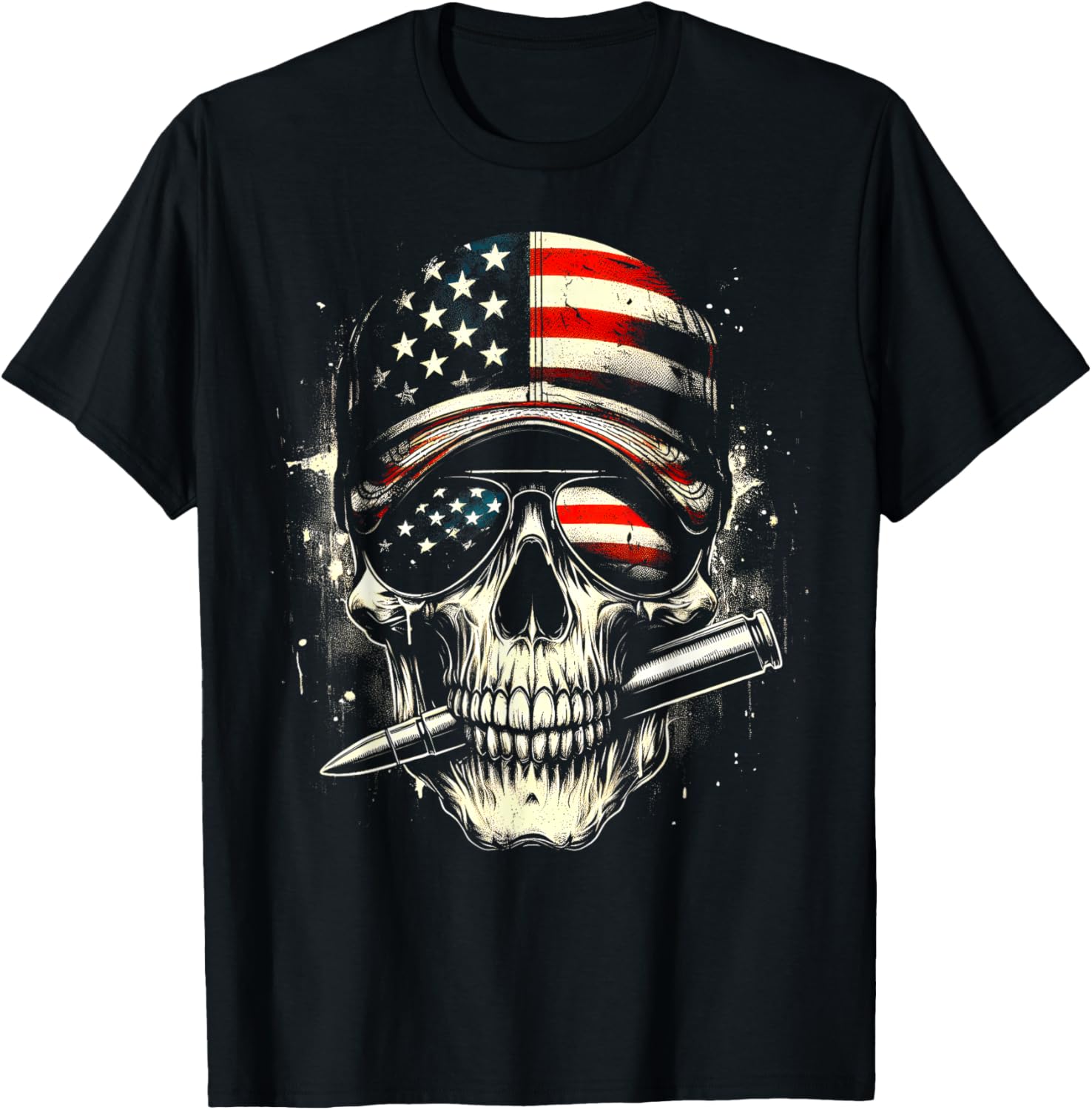 Vintage Skull Sunglasses Bullet Us Flag Gun Lover Mens