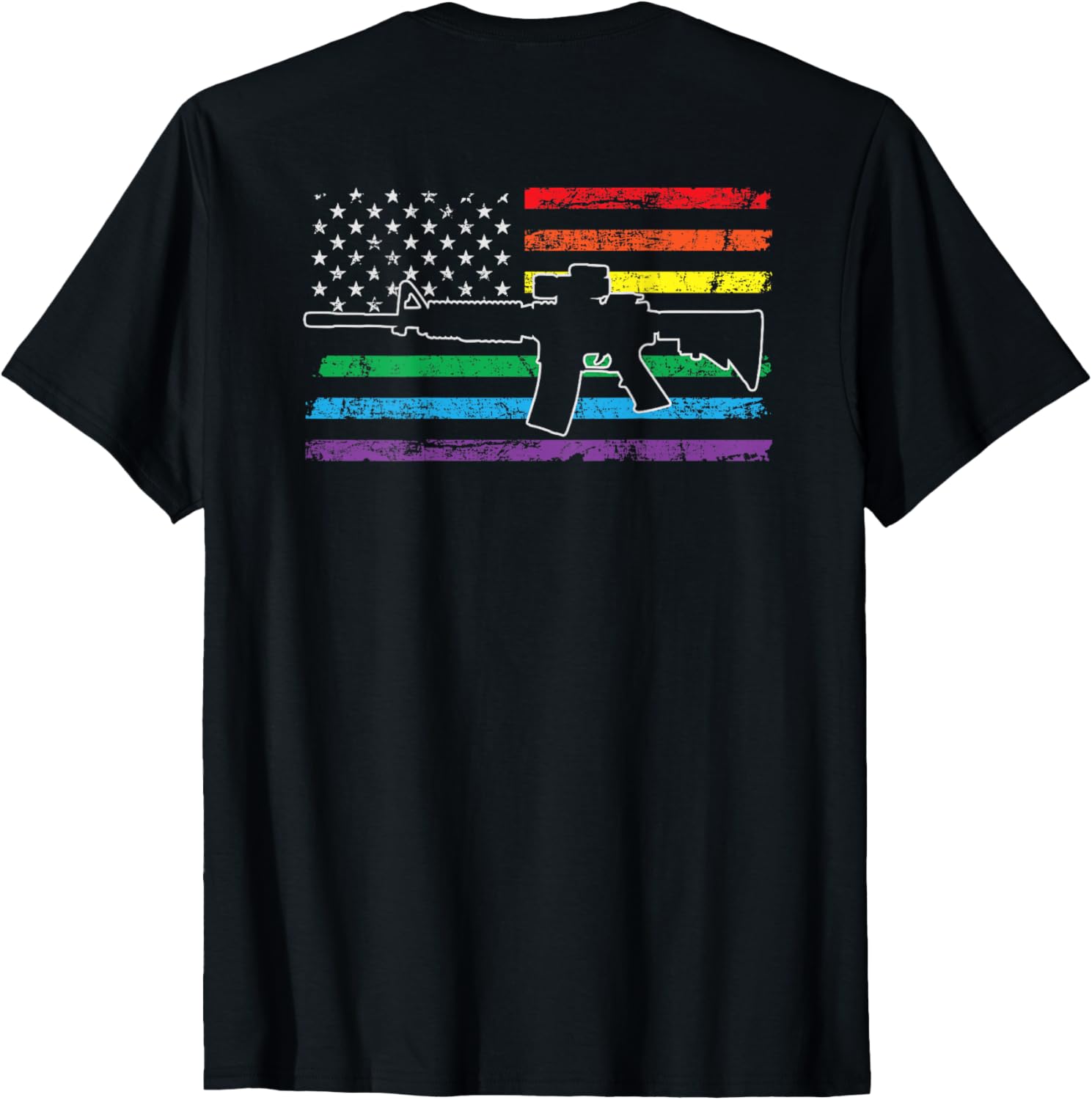 Rainbow Pro Gun American Flag Lgbt Gay Pride Ar15 On Back
