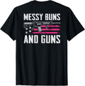 Messy Buns Guns Funny Womens Pink Usa Gun On Back