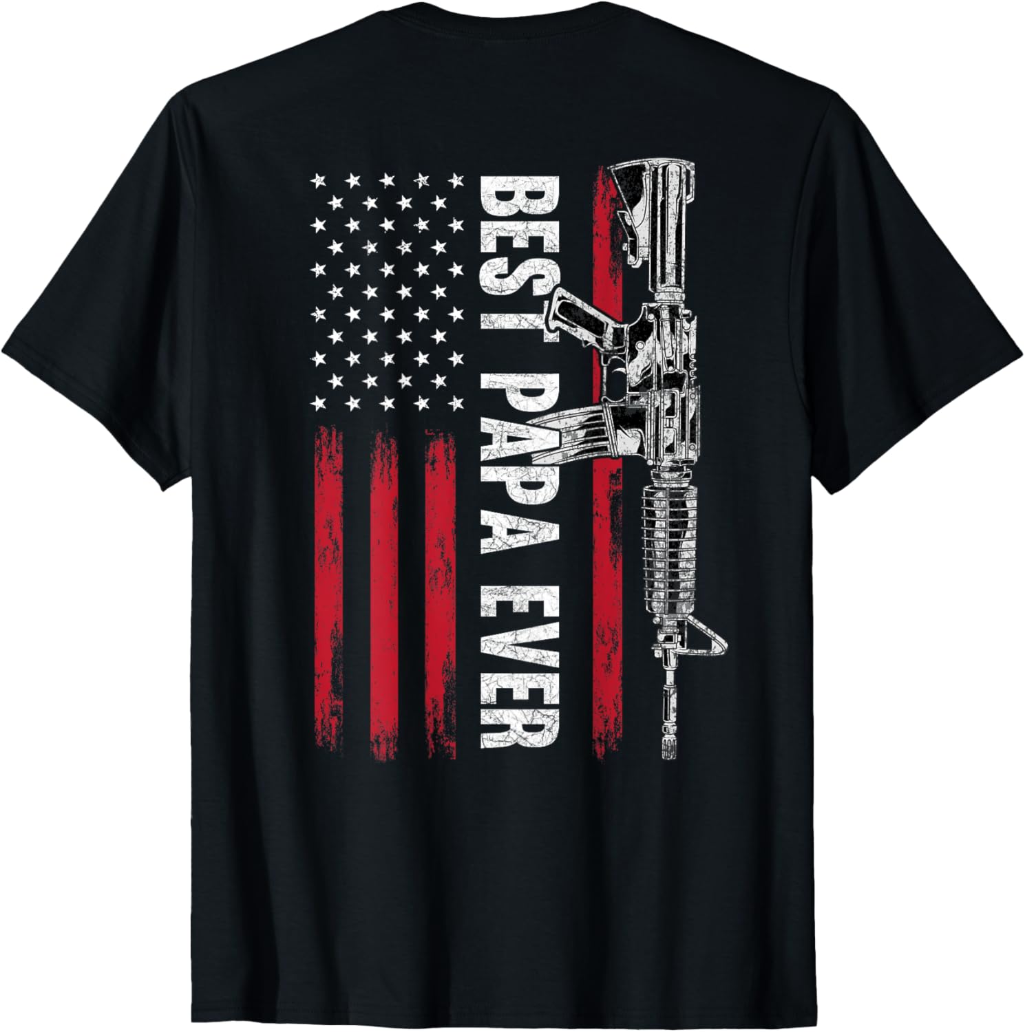 Mens Best Papa Ever Us Flag Gun