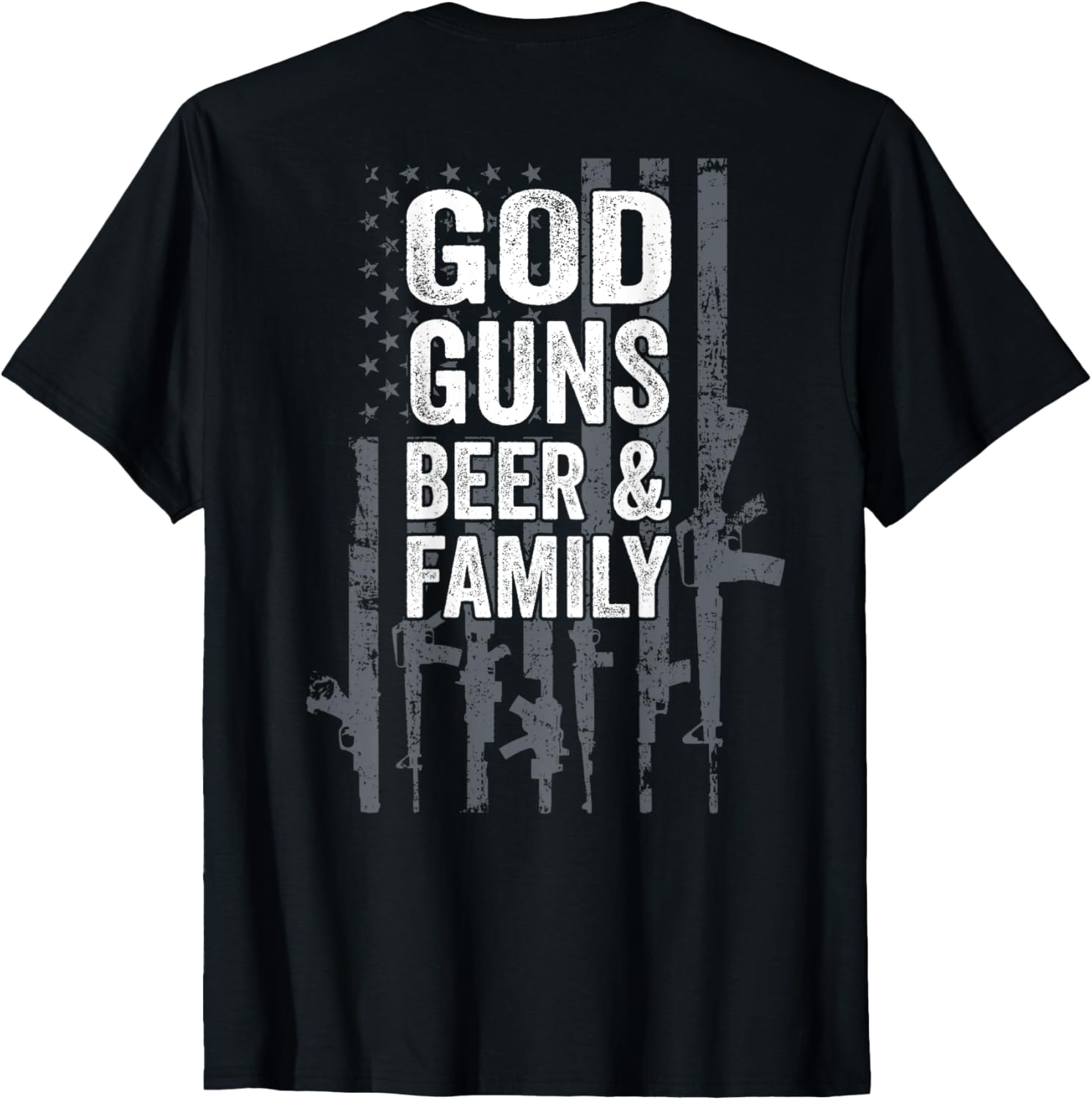 God Guns Beer Family Usa Flag Drinking On Back