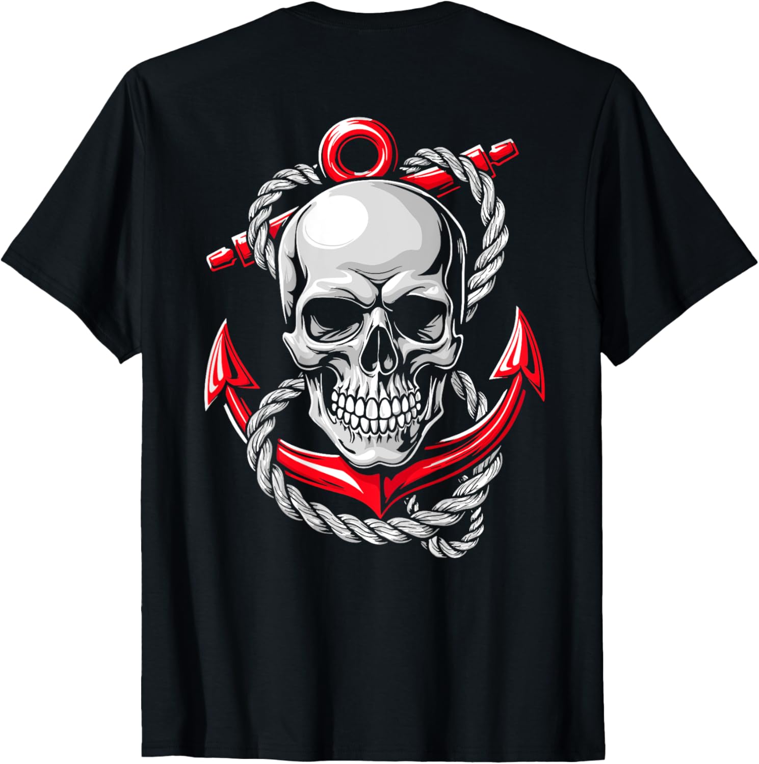 Skull Anchor Rope Captain Boaters Boating On Back