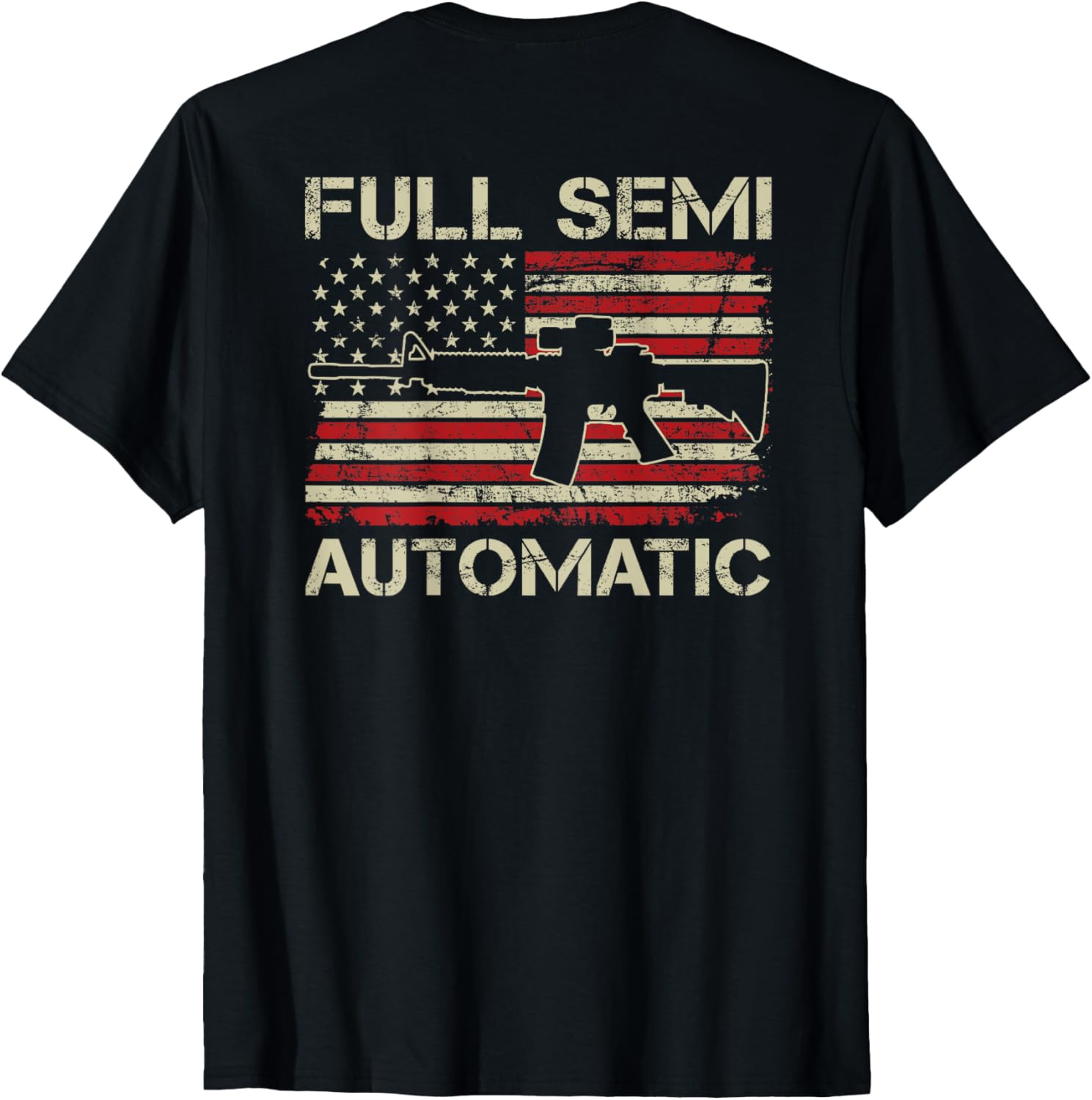 Full Semi Automatic Ar15 M4 Rifle Usa Flag Funny Gun Back