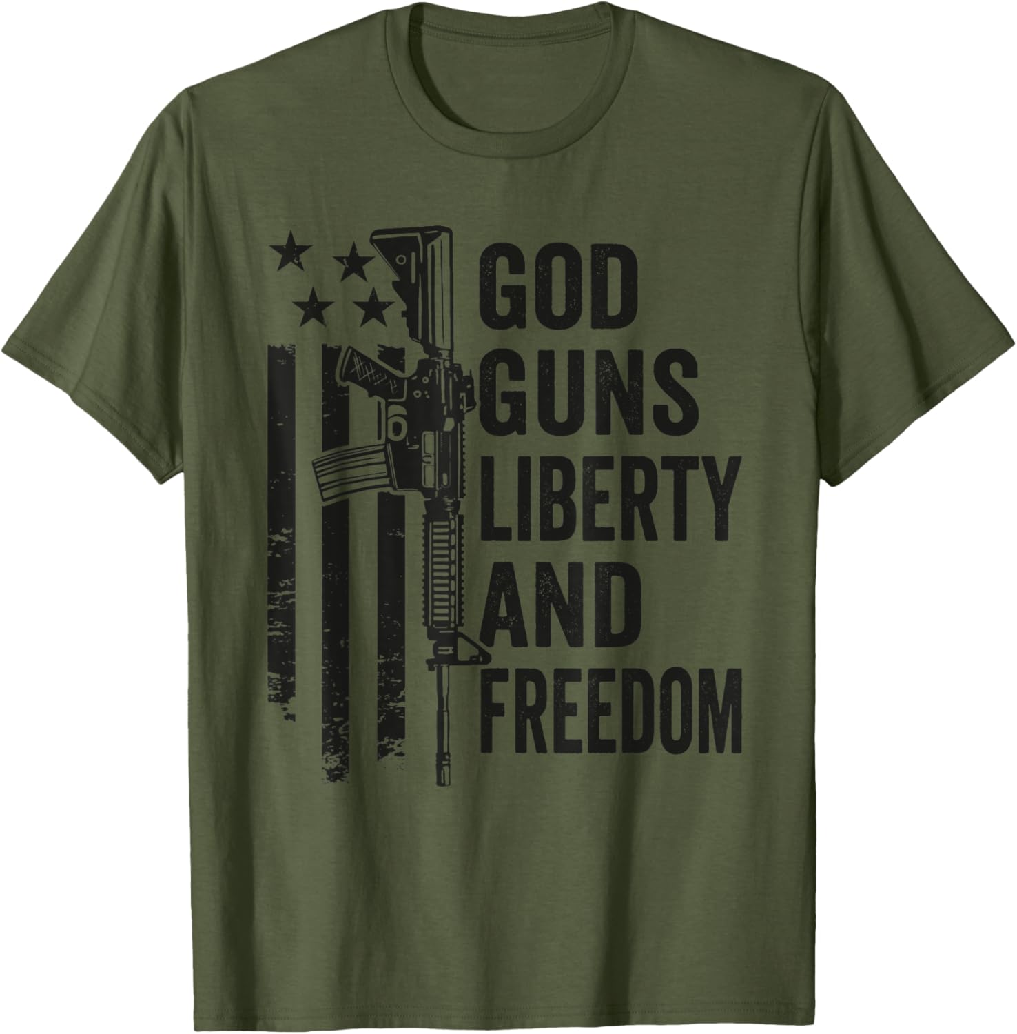 God Guns Liberty Freedom Ar15 American Flag Pro Gun Rights T Shirt