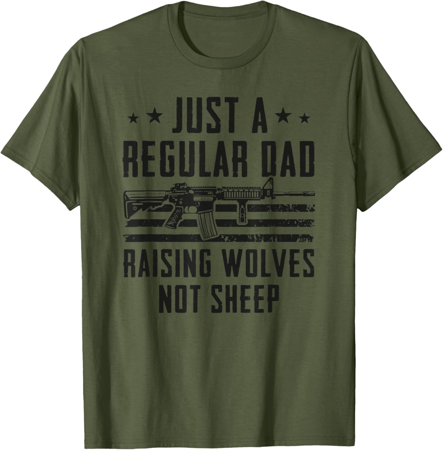 Just A Regular Dad Raising Wolves Not Sheep Mens Camo Gun