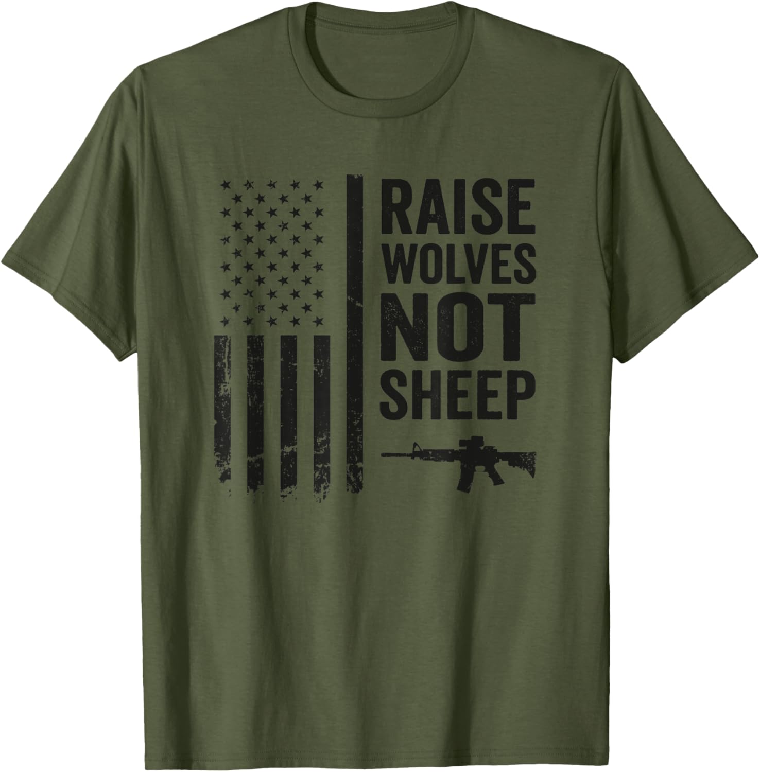 Raise Wolves Not Sheep Pro Gun Rights Guns Usa Camo Flag