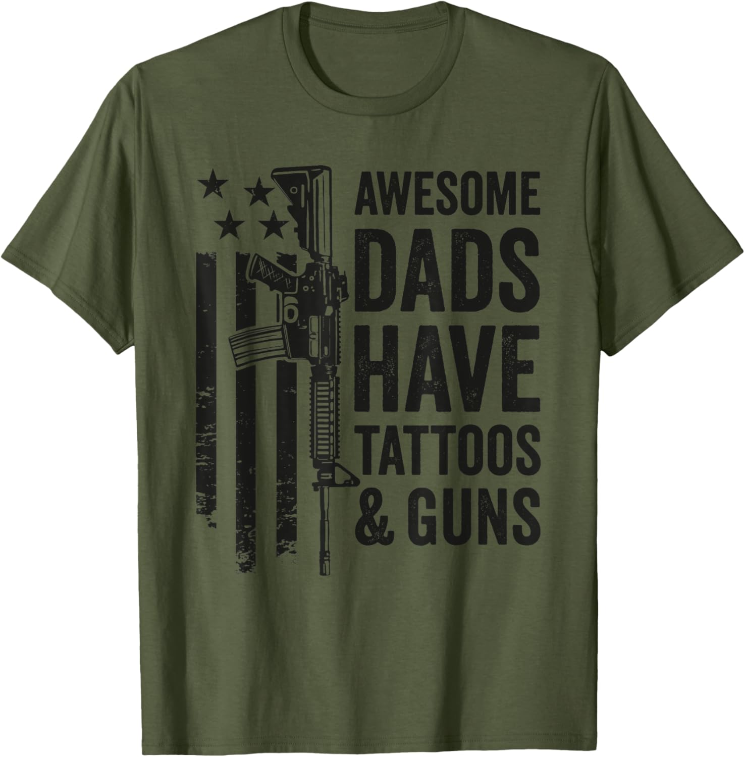 Awesome Dads Have Tattoos Guns Camouflage Usa Gun Flag