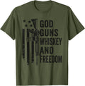 God Guns Whiskey Freedom Pro Gun American Flag Guns T Shirt Women