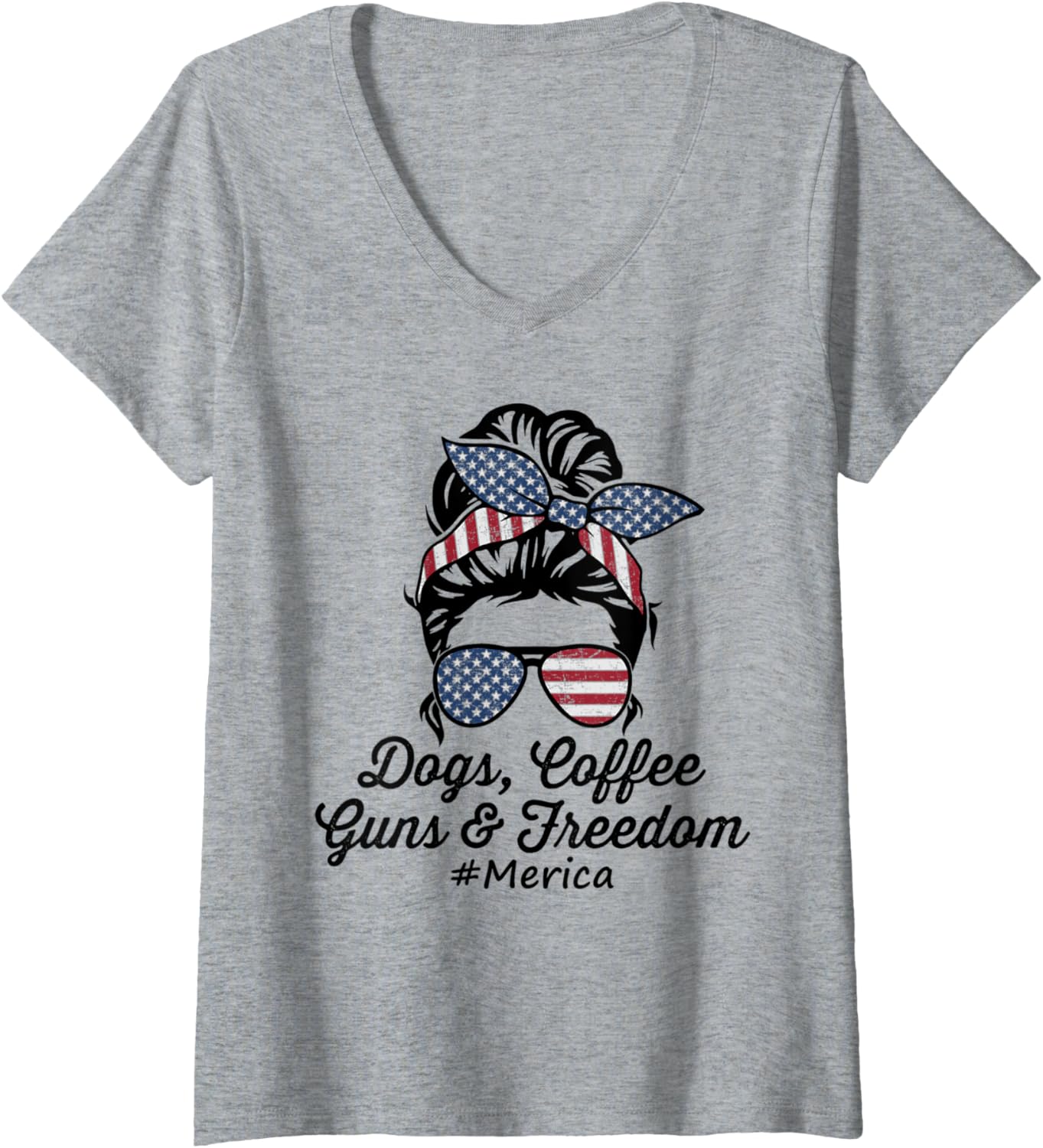 Womens Dogs Coffee Guns Freedom Funny Womens Gun Owner Dog V Neck