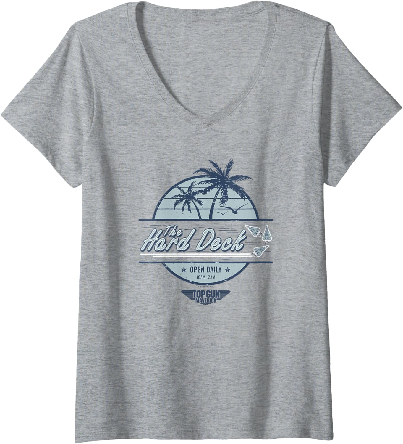 Womens Top Gun Maverick Hard Deck Palm Trees Logo V Neck