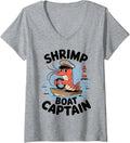 Womens Shrimp Boat Captain Shrimping V Neck