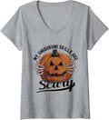 Amigurumi Yarn Halloween Pumpkin Yarn Lovers Funny Amigurumi V-Neck