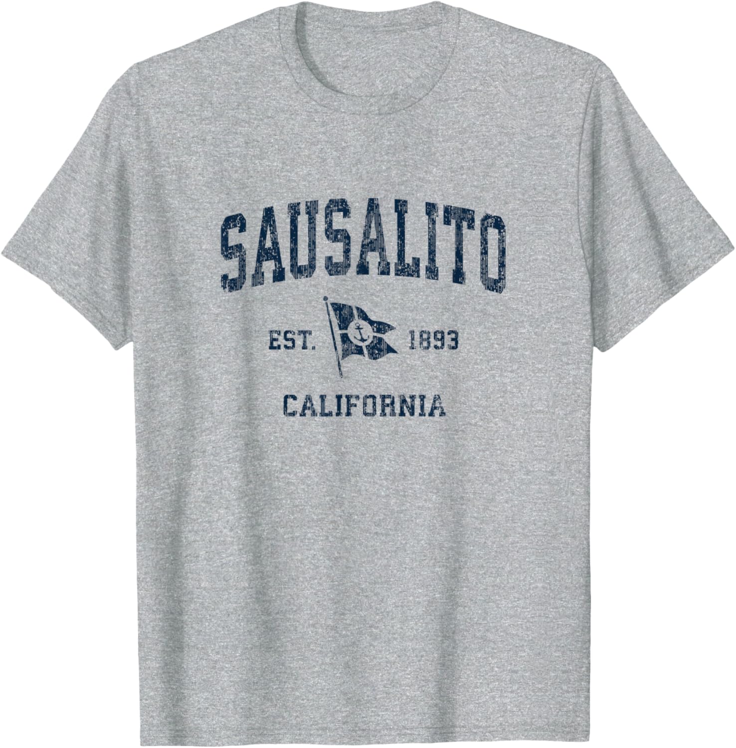 Sausalito Ca Vintage Sports Navy Boat Anchor Flag