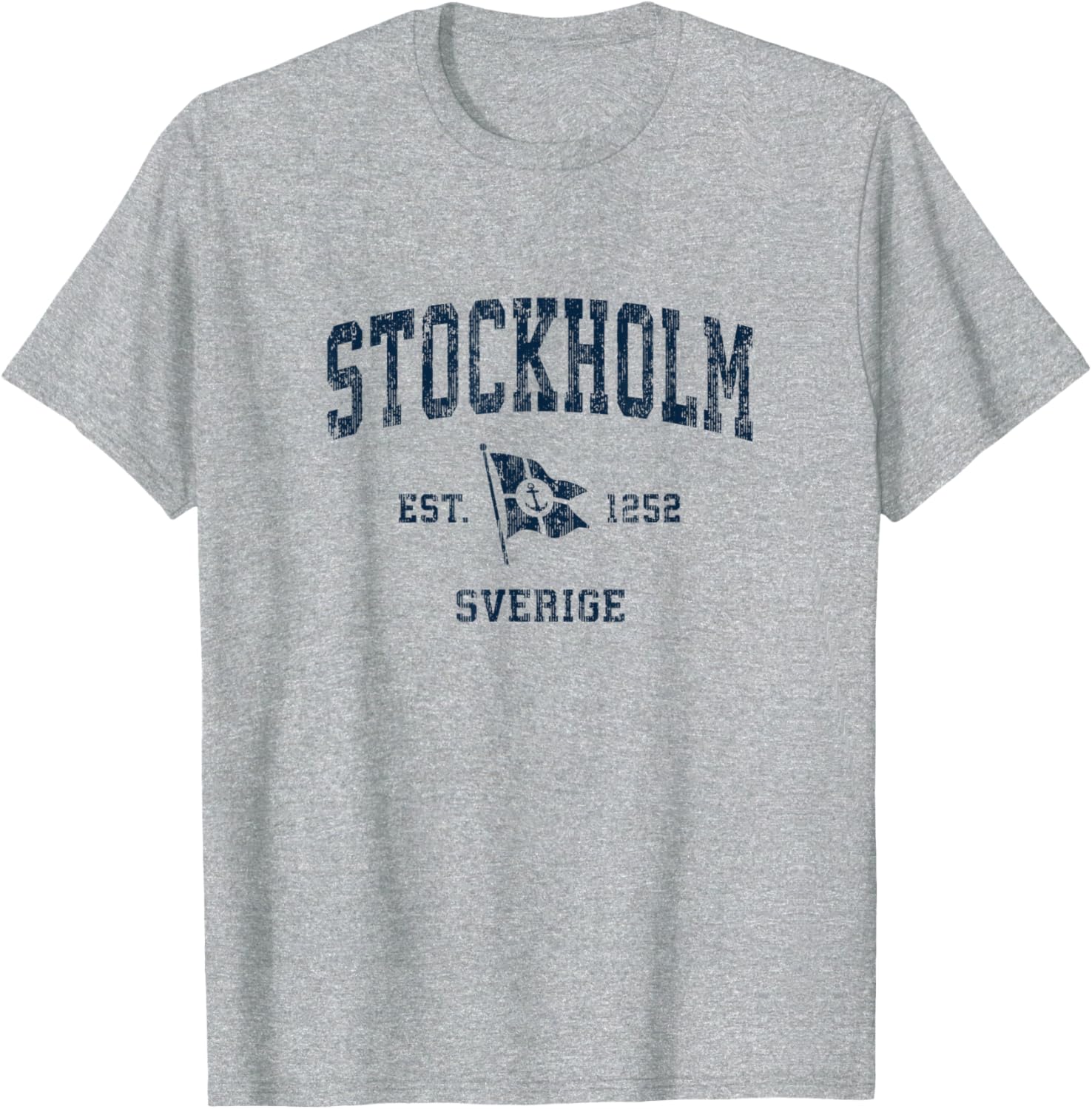 Stockholm Sweden Vintage Sports Navy Boat Anchor Flag