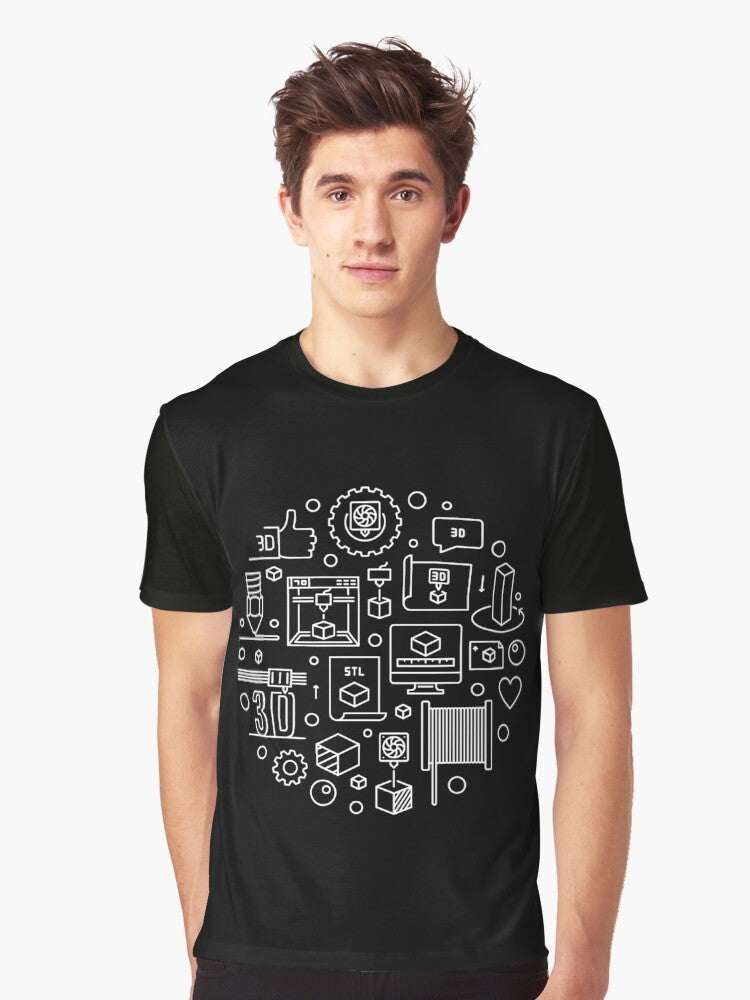 3d Printer round design - I Love 3d printing for Engineer cool circle-shaped design in thin line style Graphic T-Shirt | Graphic T-Shirt for Unisex