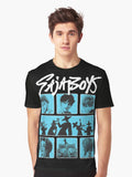 Sajak Boys K-Pop Demon Hunters Grid Pop Art Korean Webtoon Aesthetic Design Graphic T-Shirt | Graphic T-Shirt for Unisex