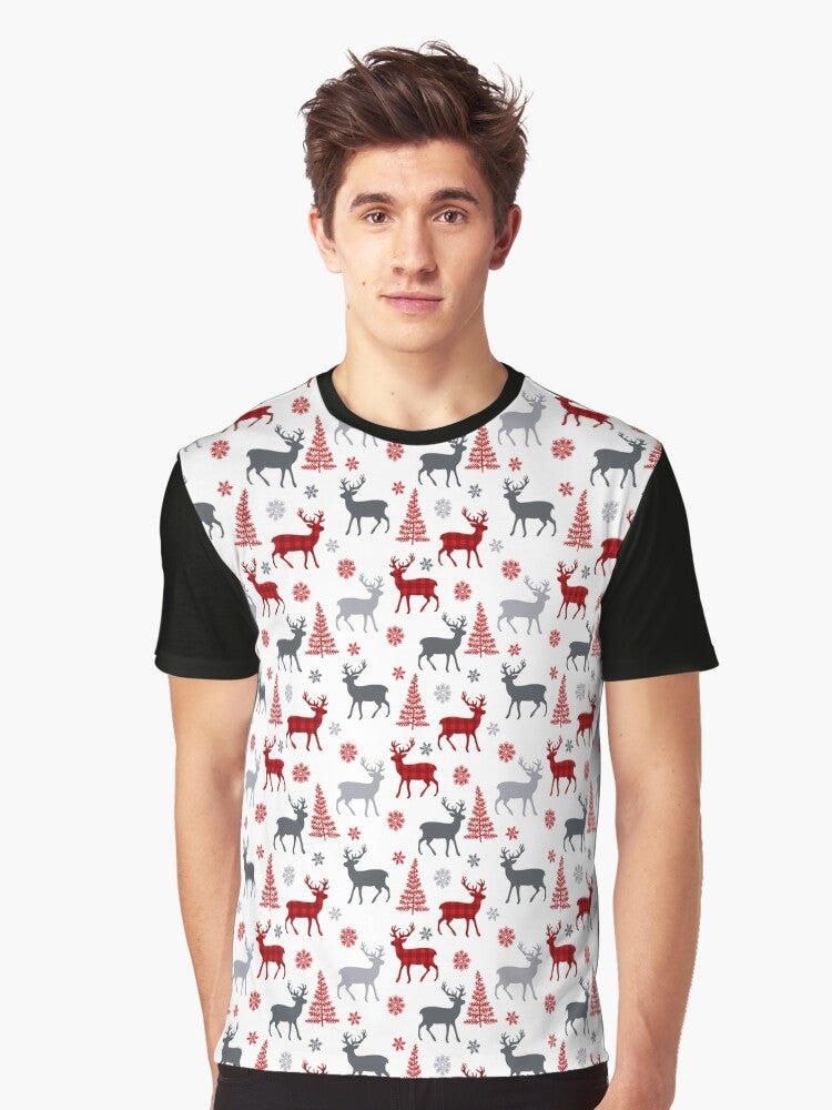Reindeer pattern Merry Christmas Graphic T-Shirt | Premium Unisex T-Shirt, Trending Graphic Tee