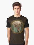 Winter Animals, Pine Trees & Snow Woodland Deer Season Graphic T-Shirt