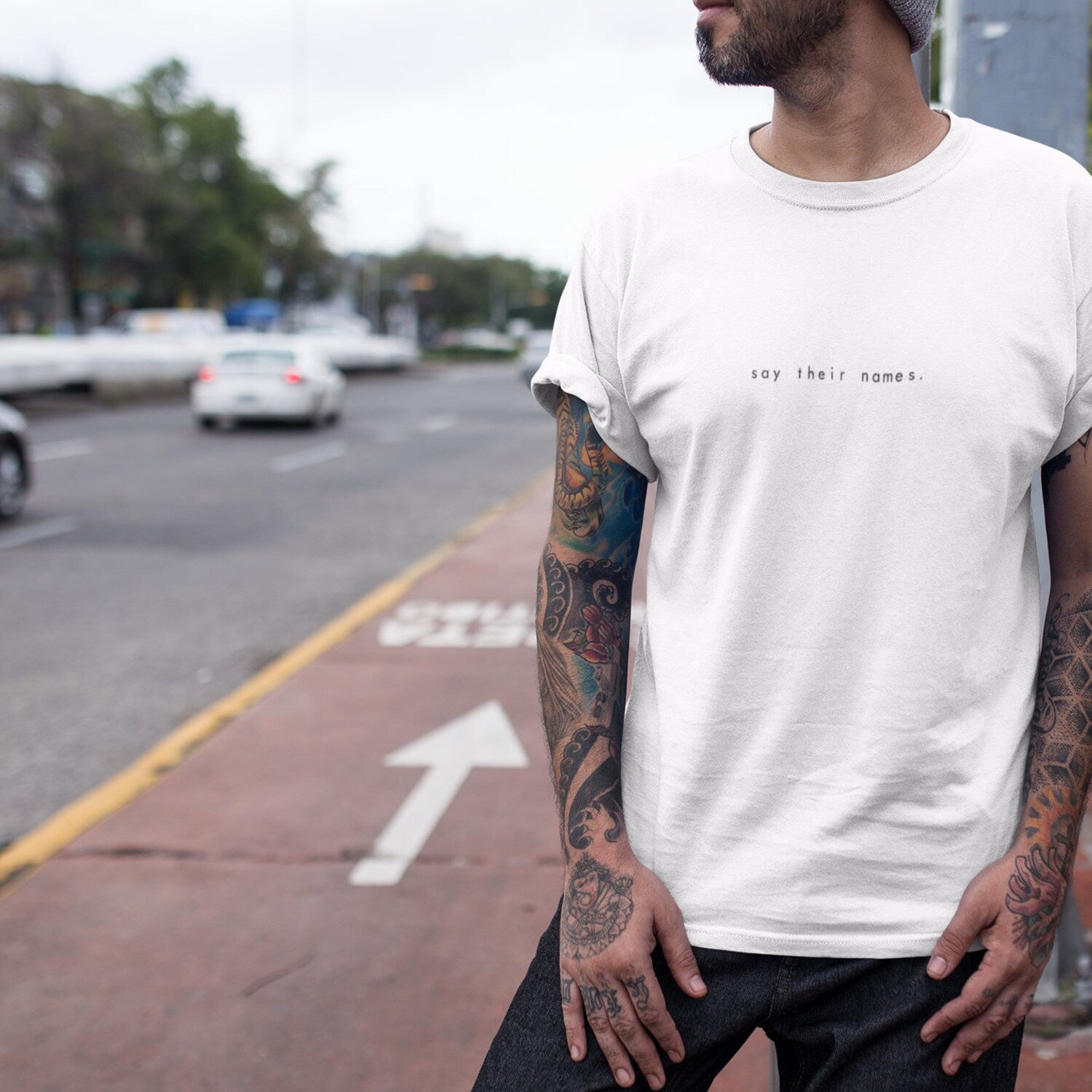SAY THEIR NAMES Unisex Minimalist T-shirt, Black Owned Business Blm Equality Social Justice Modern Simple Tshirt Black White Tee