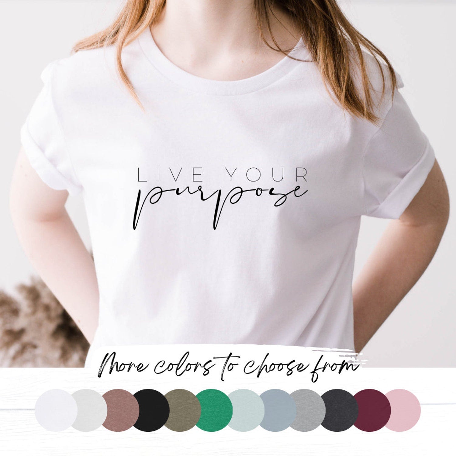 Live Your Purpose Short Sleeve Tee, T-shirt for Women, Minimalist T-shirt, Modern Minimalist Graphic T-shirt
