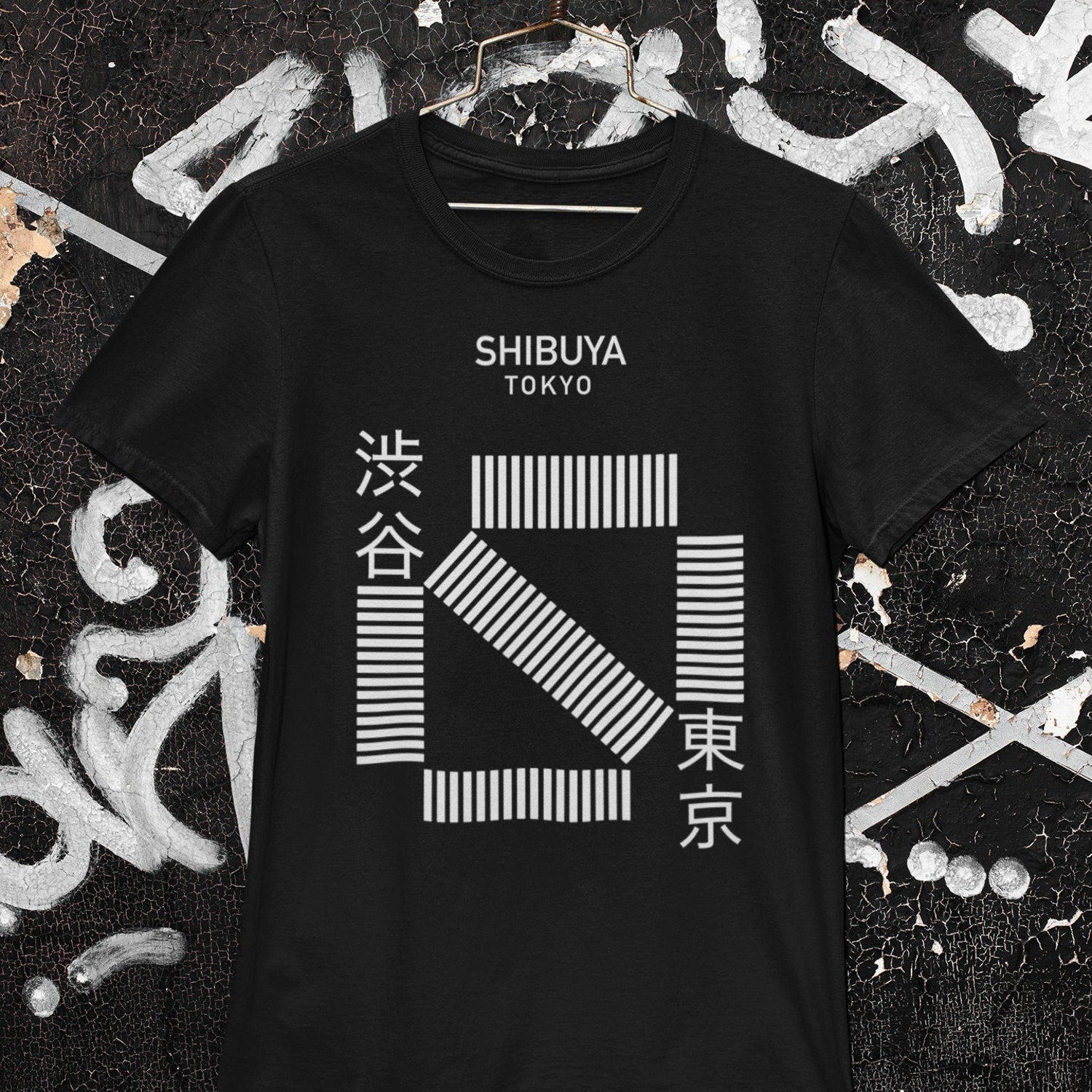 Japanese Shibuya Crossing Minimalist Tee, Shibuya Tokyo T-Shirt for Men Women