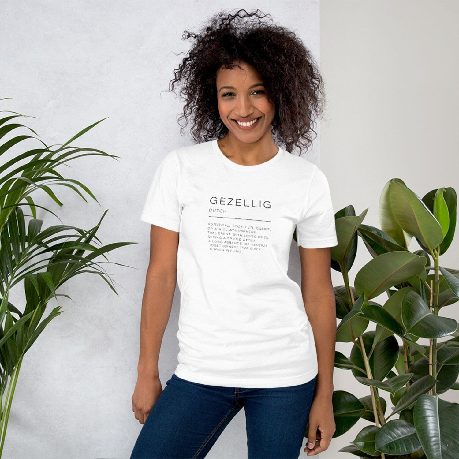 Gezellig Unisex T-Shirt, Dutch Definition Minimalist Black White Tshirt